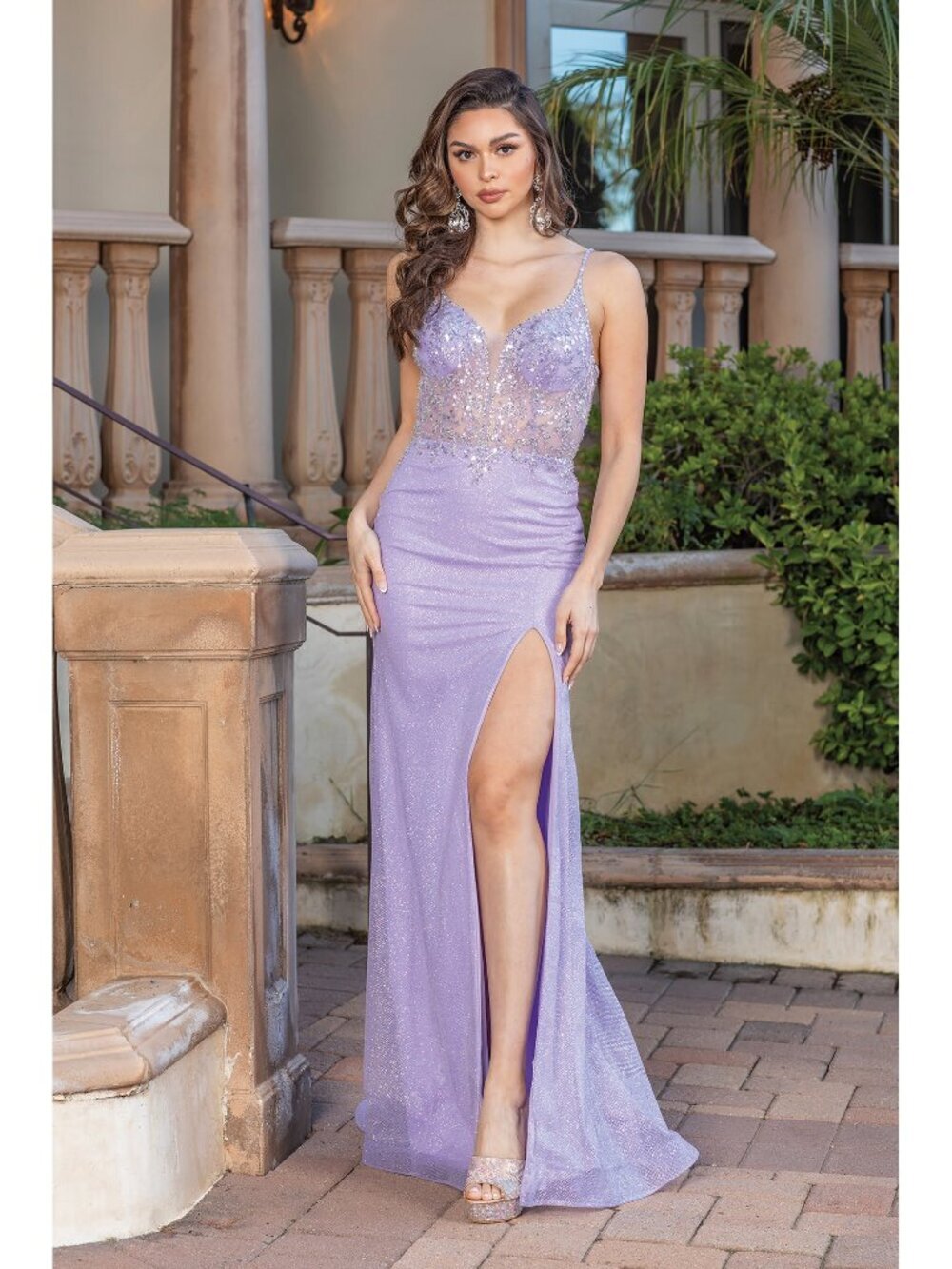 NEW LILAC Evening Gown Floor Length Formal Elegant Stunning 4348